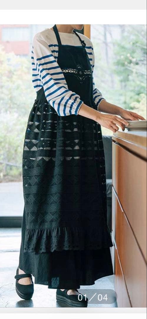 【完売】DEAN&DELUCAXBEAMS レースエプロン ブラック