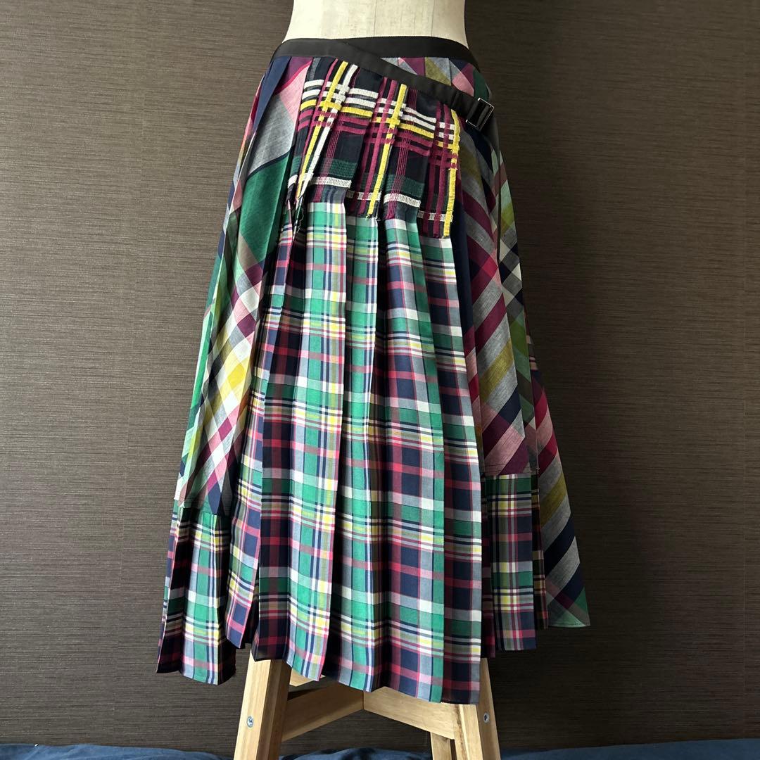サカイ　マルチカラー チェック プリーツスカート