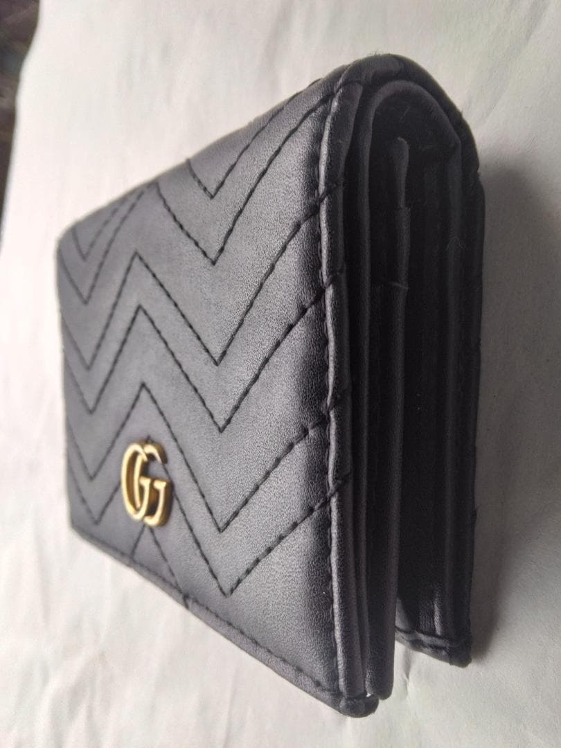 GUCCI グッチ GGマーモント ダブルG 二つ折り財布 ブラック