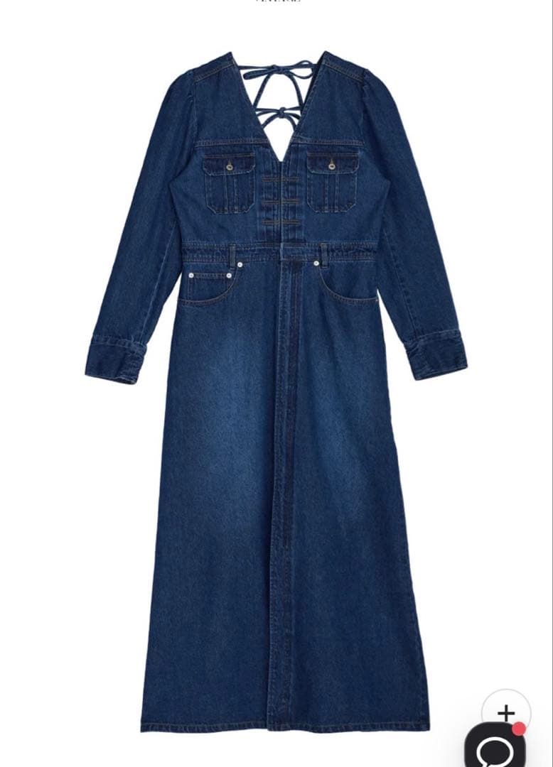 ワンピース AMERI ADORABLE BACK RIBBON DENIM DRESS