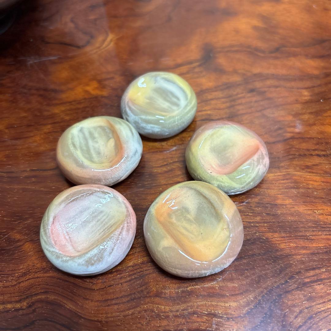 粉引染付丸茶碗 丸茶碗5個と箸置き5個セット　o0114o21