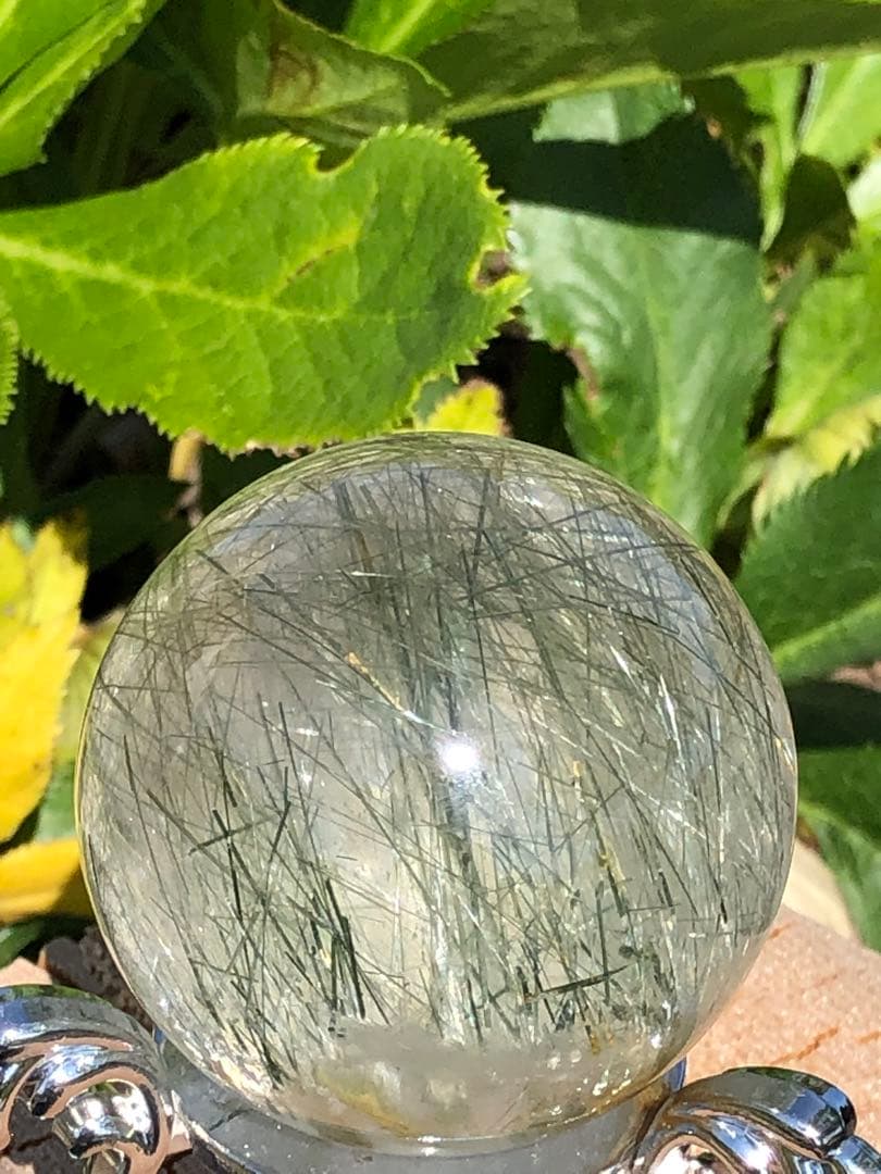 ✨51mm 超レア　❤️グリーン　ルチル 丸玉 スフィア 水晶 パワーストーン