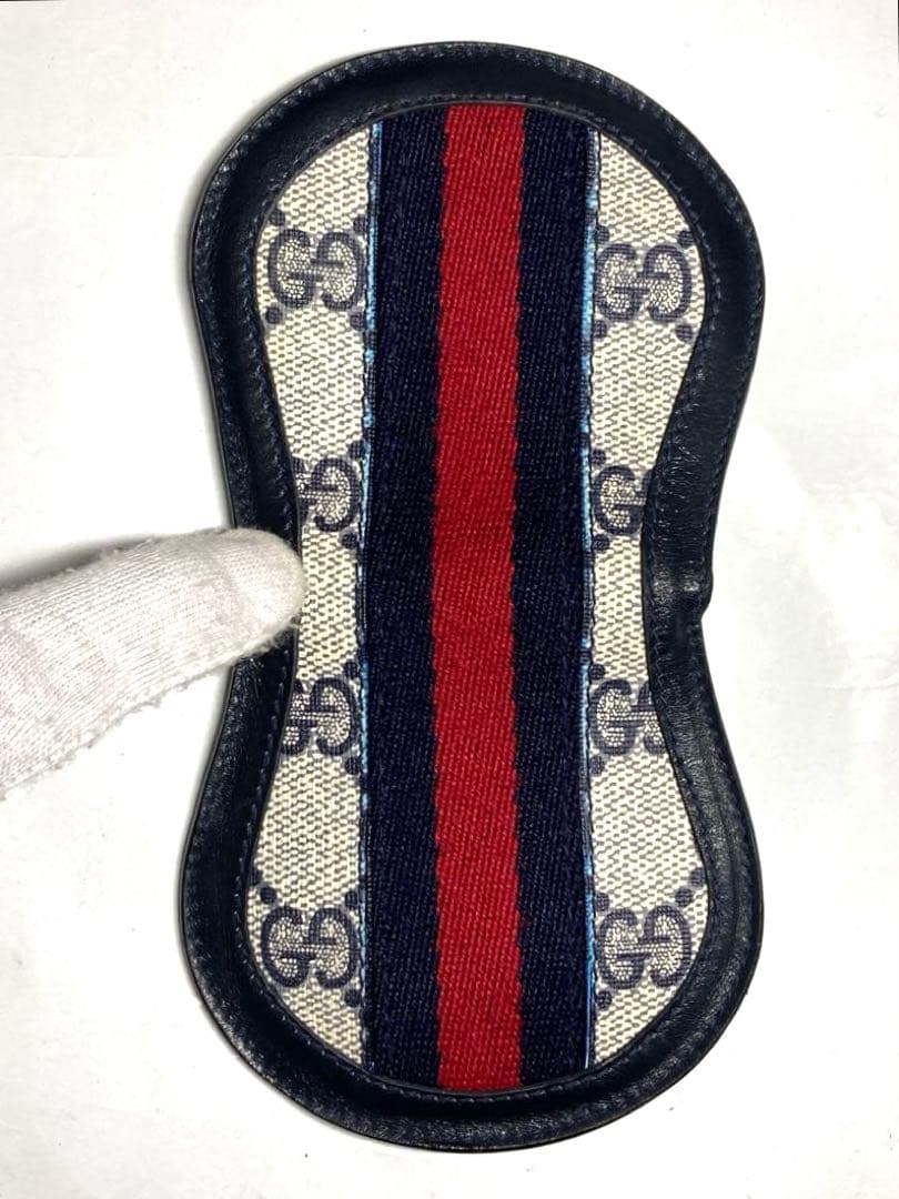 良品　GUCCI グッチ　オールドグッチ　シェリーライン　ケース　ネイビー