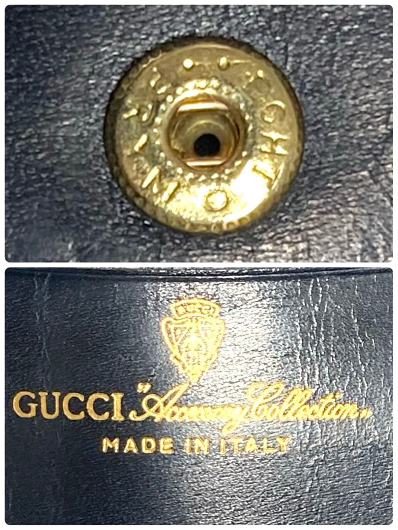 良品　GUCCI グッチ　オールドグッチ　シェリーライン　ケース　ネイビー