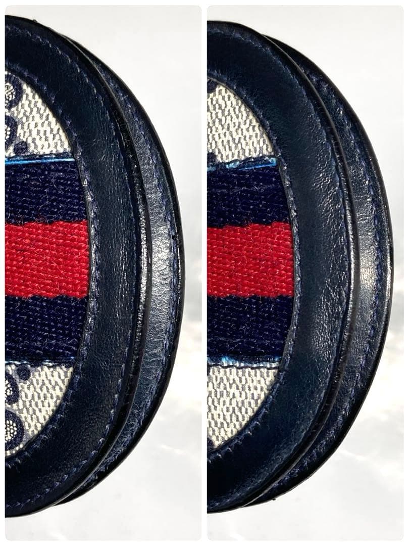 良品　GUCCI グッチ　オールドグッチ　シェリーライン　ケース　ネイビー