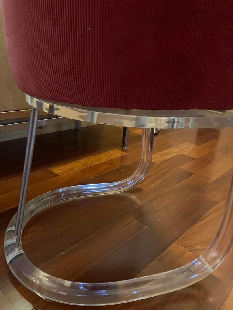 ミッドセンチュリー　ビンテージ　チェア　椅子　コーデュロイ　赤系　ポストモダン