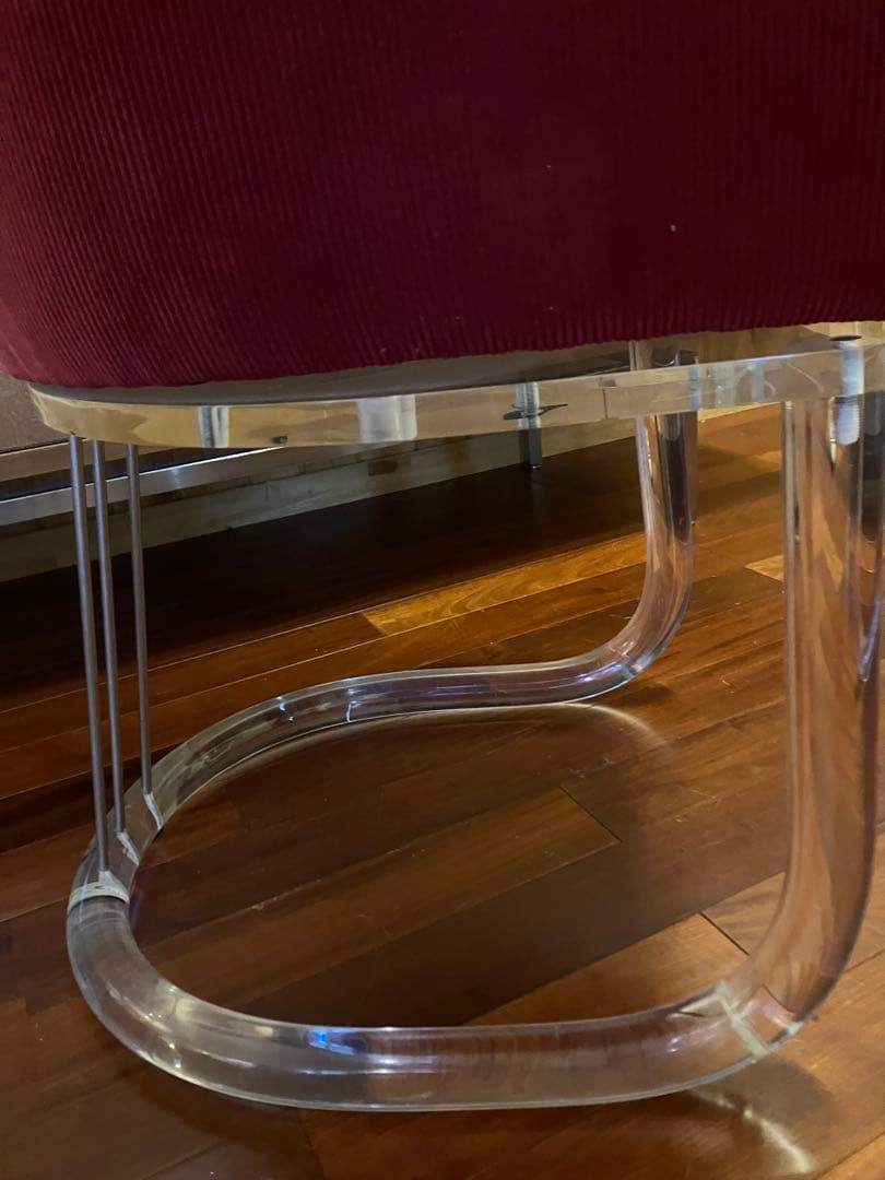 ミッドセンチュリー　ビンテージ　チェア　椅子　コーデュロイ　赤系　ポストモダン