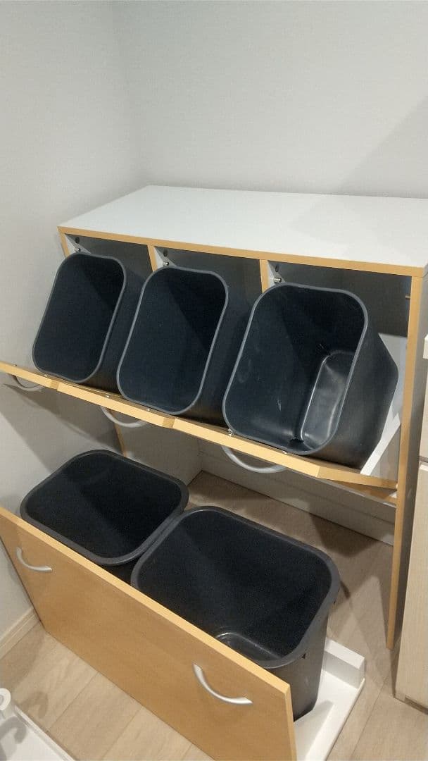 ダストストッカー大２小３空き缶ゴミ分別木目未使用