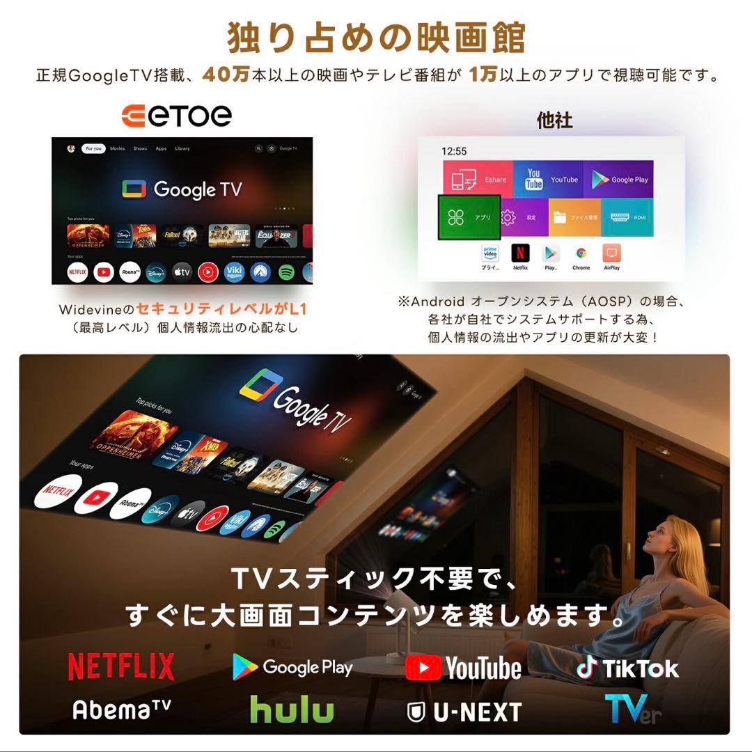 【新品未開封】eTOE 2025年最新版 プロジェクター 本体