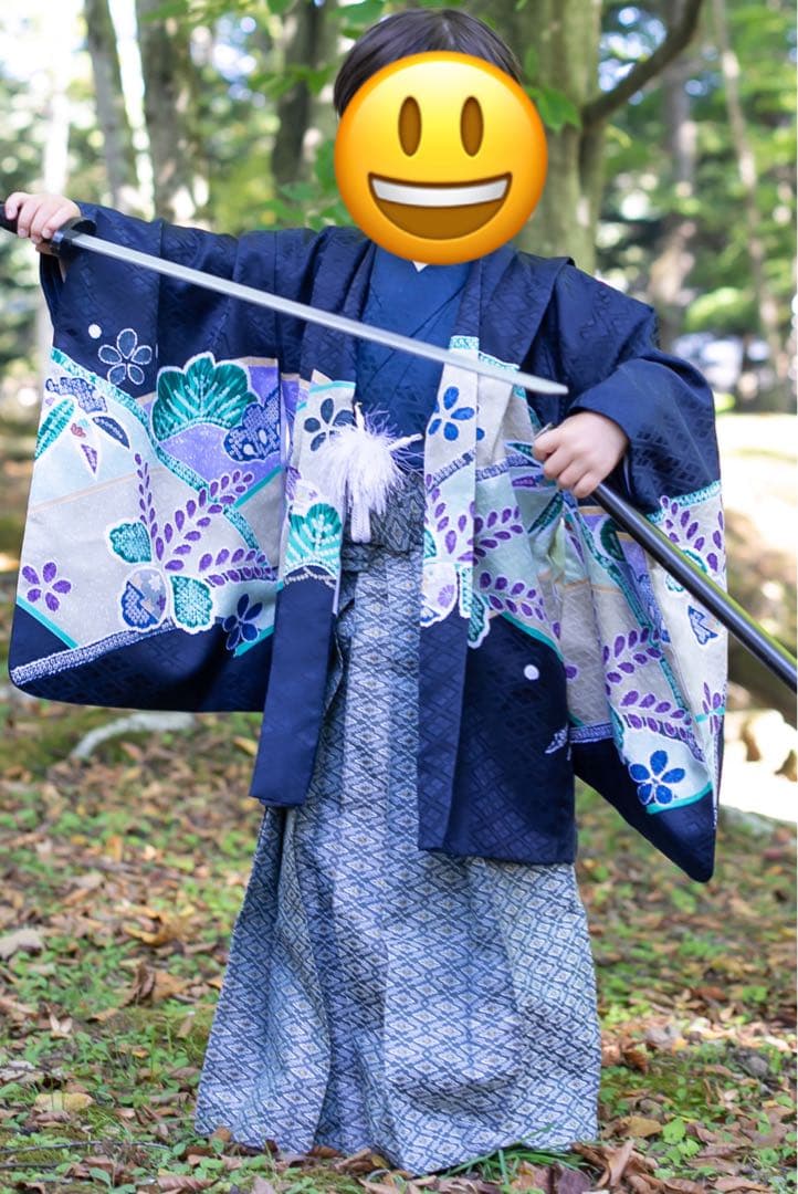 七五三 フルセット 5歳男の子用 （扇子なし）　紺色系
