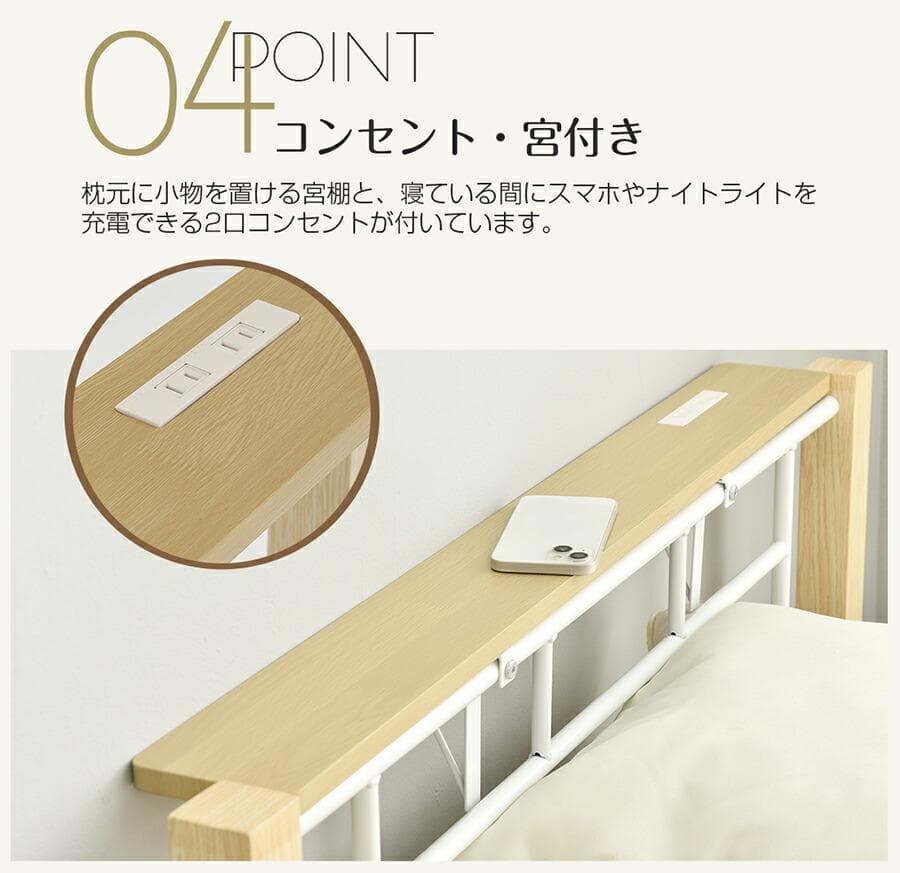 【S・高さ130cm】ロフトベッド パイプベッド 耐荷重150kg　WHITE