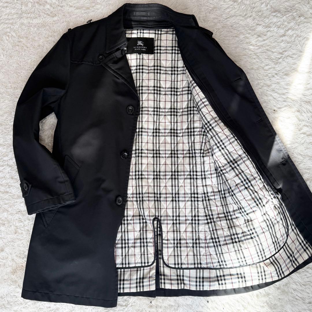 【美品】　希少　バーバリーブラックレーベル　コート　ノバチェック　黒