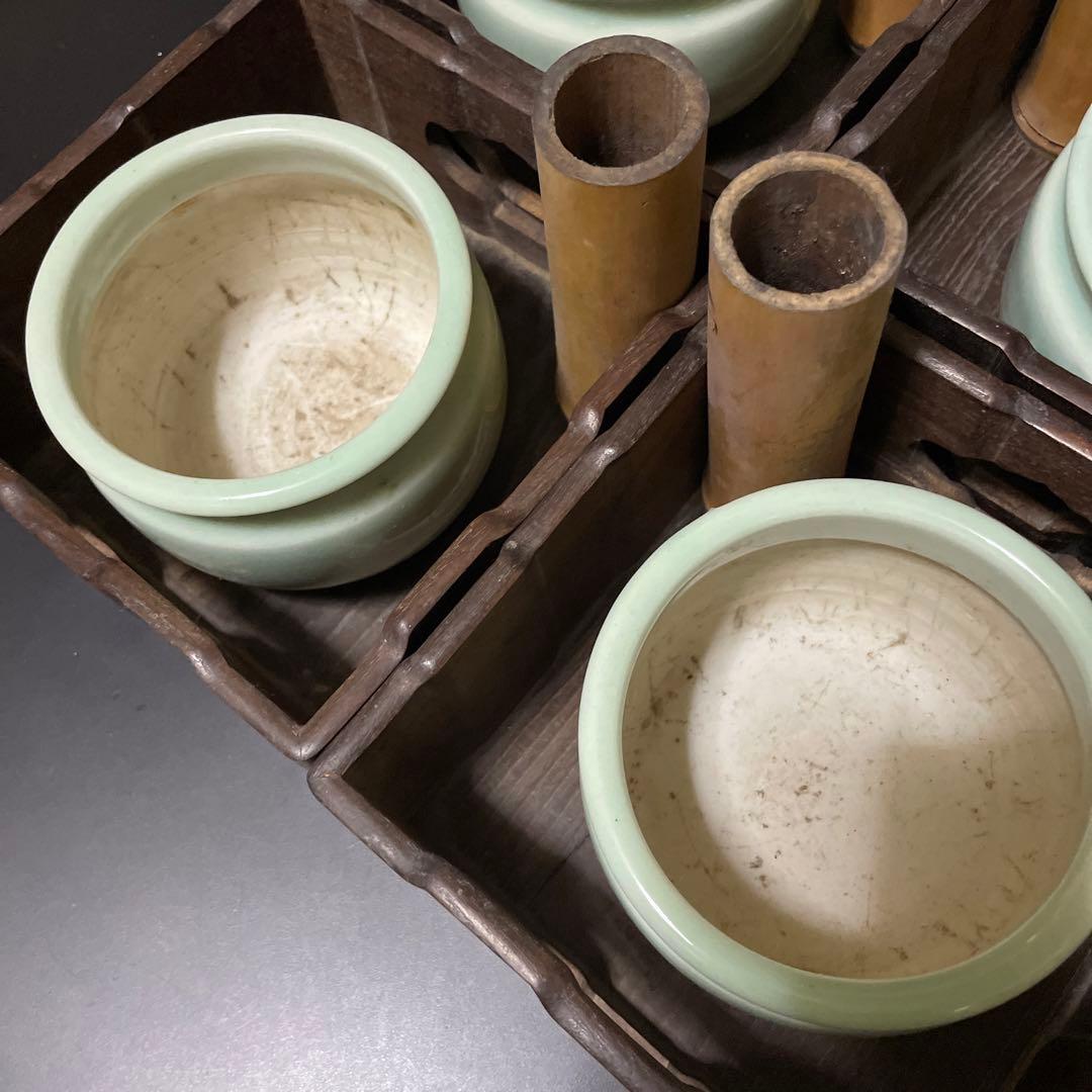 明治時代　桑の木の煙草盆　6組　共箱付き