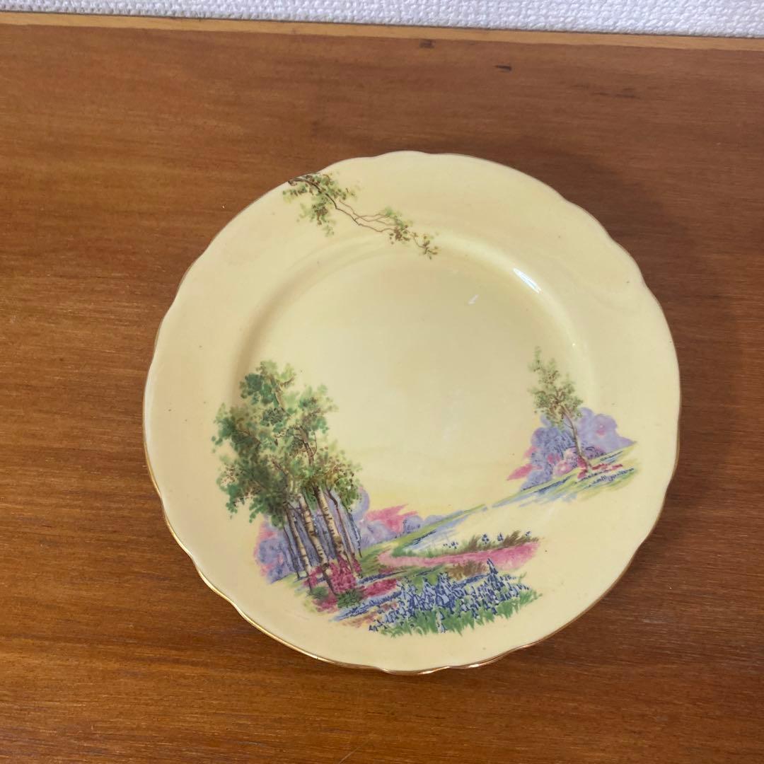 エインズレイ　ブルーベル　クリームイエロー　カルテットカップ　ソーサー　プレート