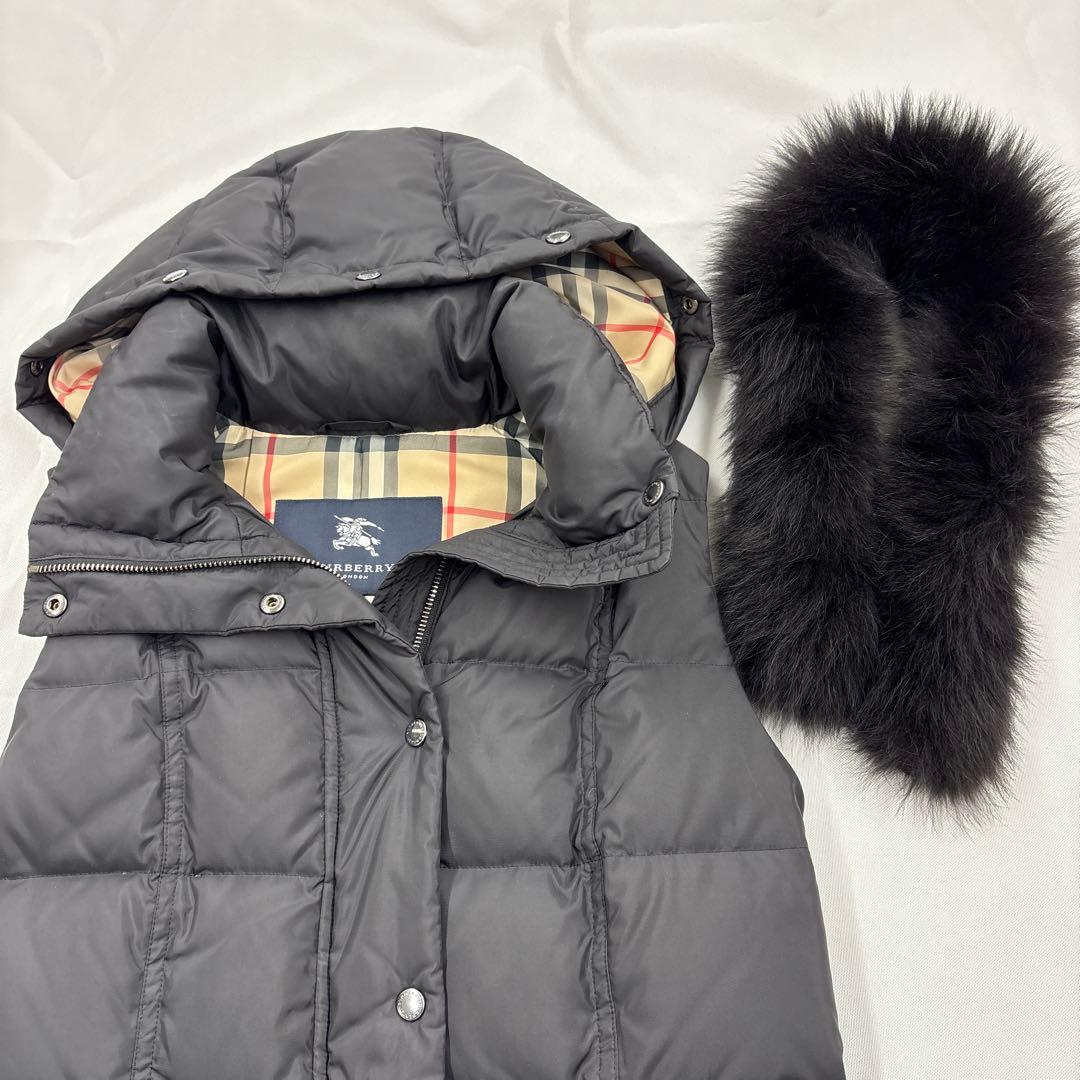 美品✨バーバリーロンドン ダウンベスト 3way ブルーフォックスファー