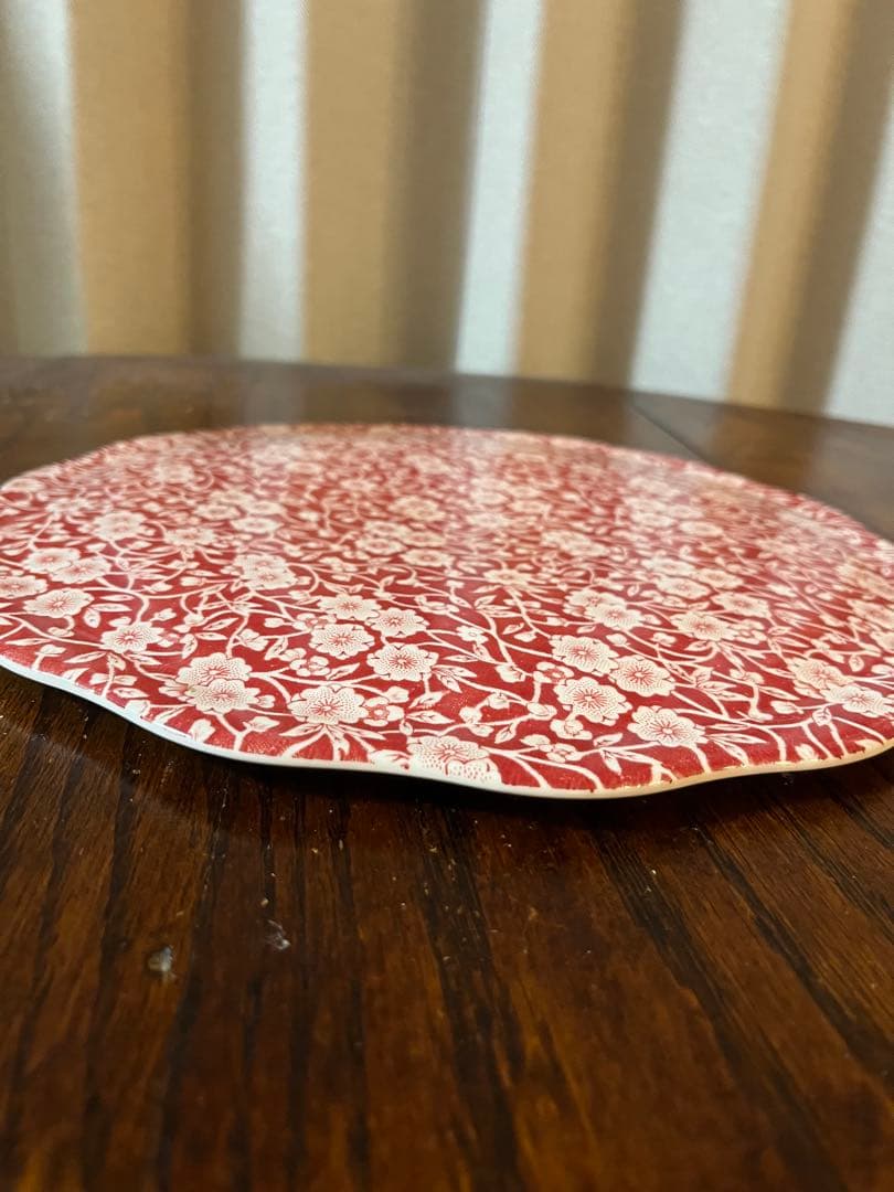 英国　バーレイ　burleigh ケーキ皿　レッドキャリコ