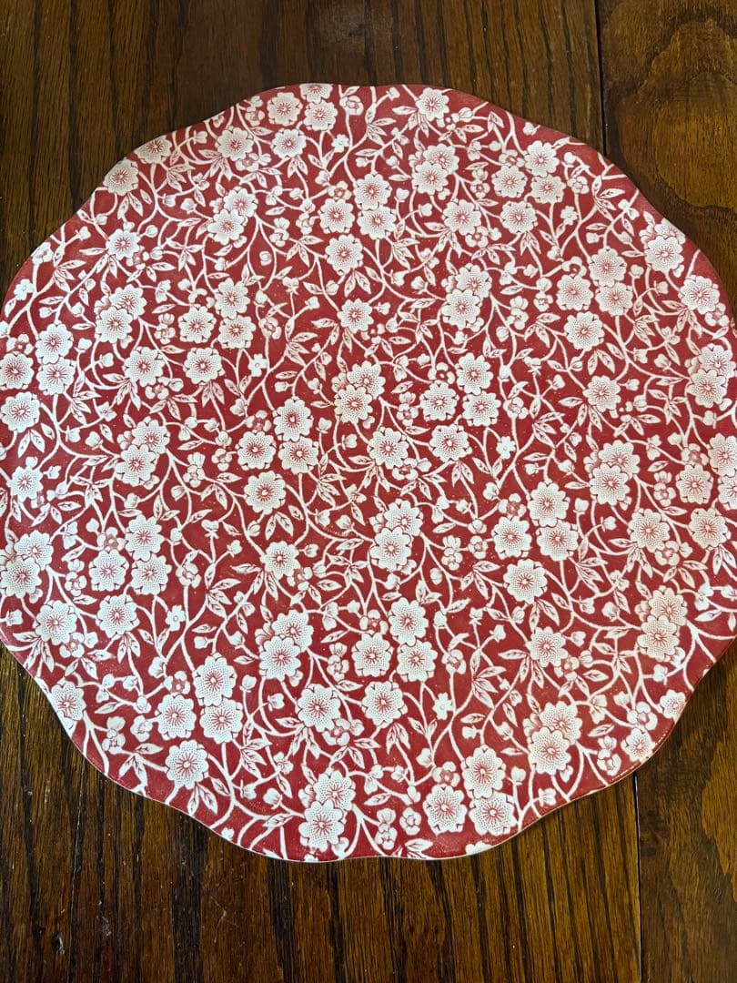 英国　バーレイ　burleigh ケーキ皿　レッドキャリコ