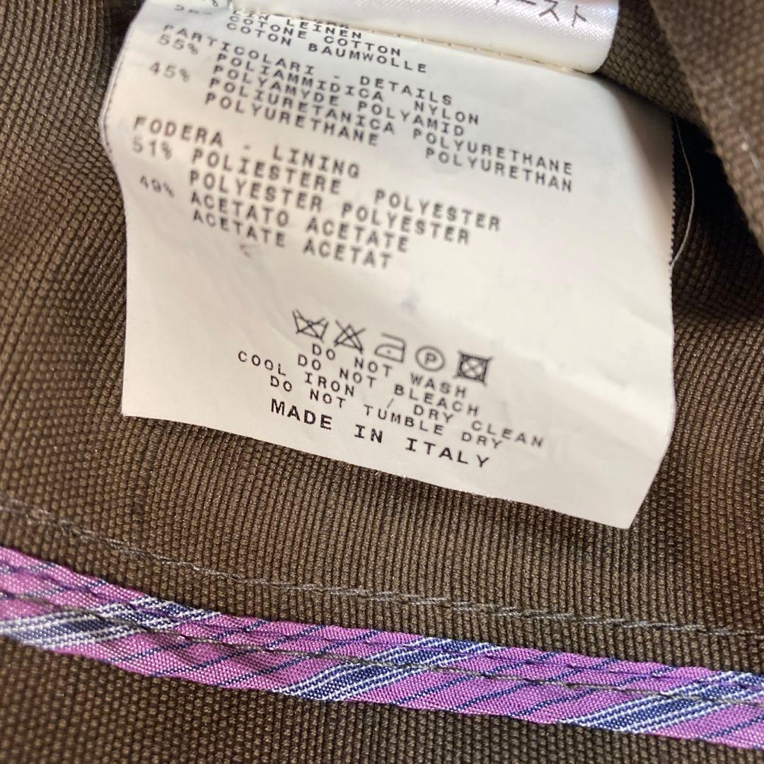 【極美品】ETRO ミリタリージャケット　レザーパイピング　イタリア製　麻混