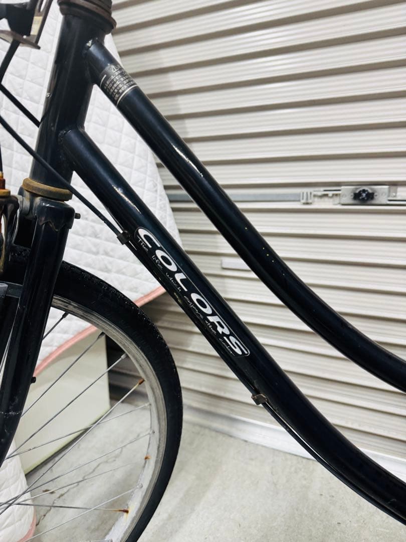 福岡発　COLORS ブラック 自転車 外装6段 軽量 通学 通勤 家庭用