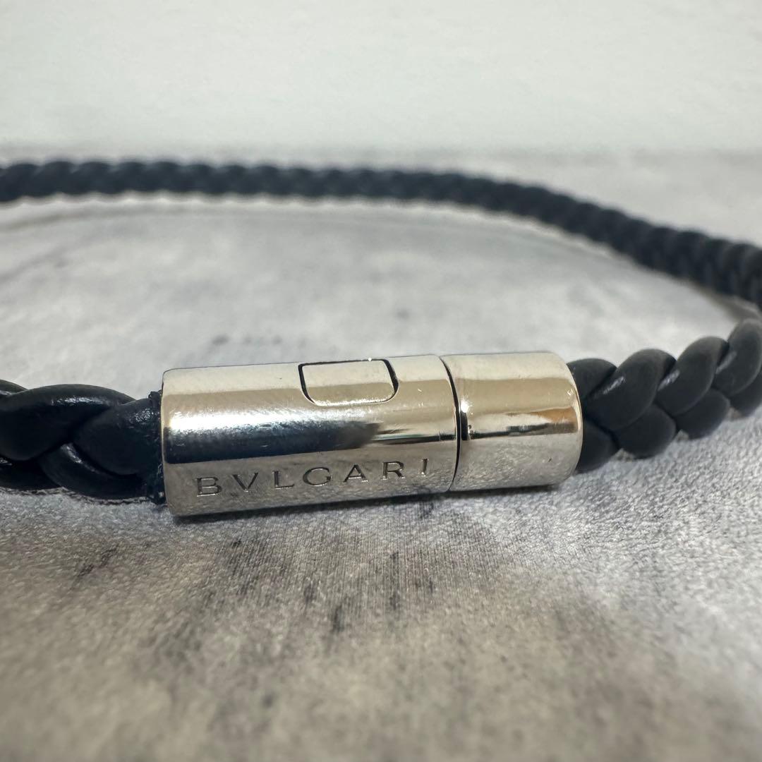 【美品】BVLGARI ブルガリ レザー ブレスレット ダブル 黒　ブラック