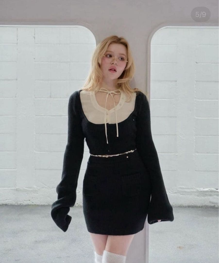 アンドマリー Rebecca ribbon knit tops