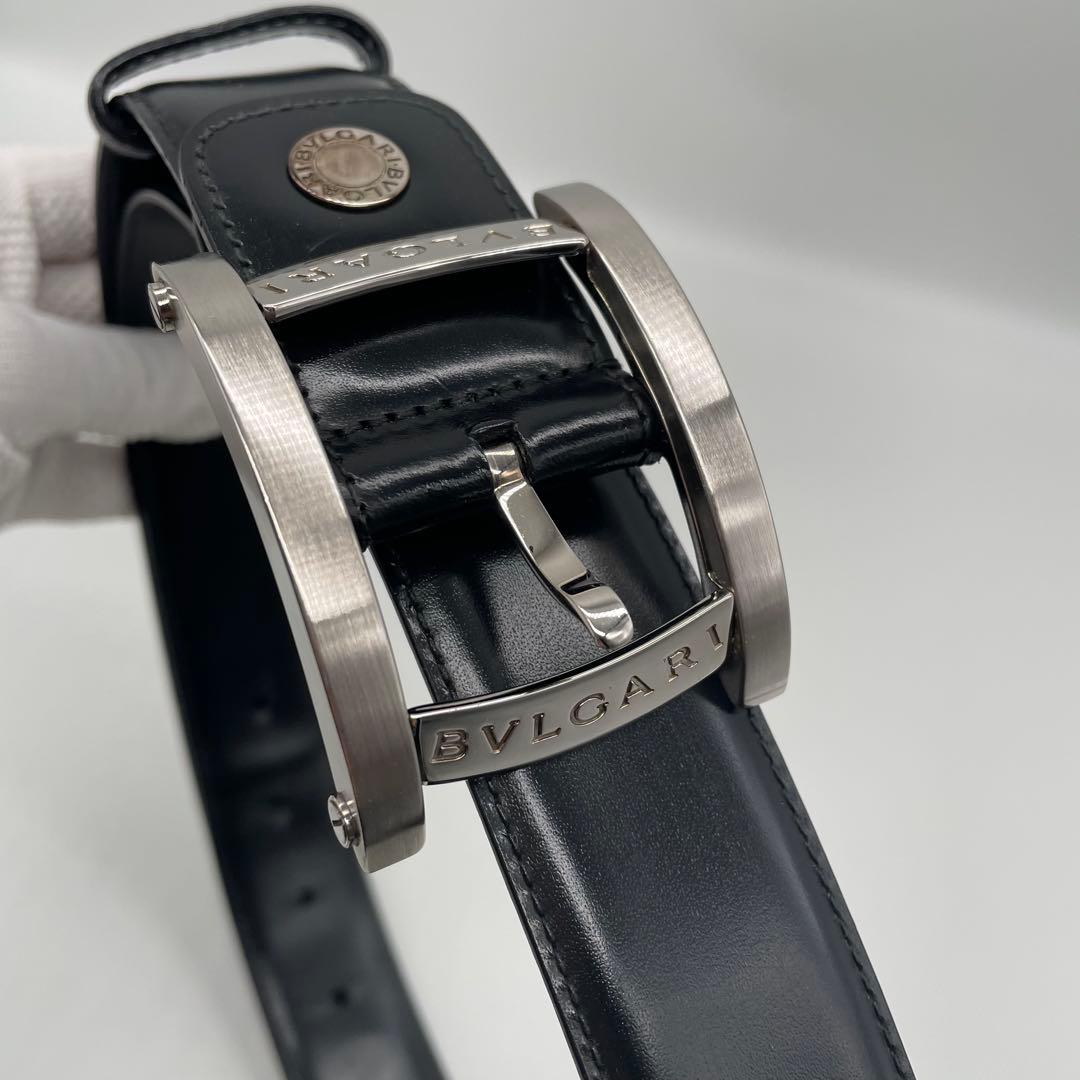 ブルガリ BVLGARI アショーマ ベルト レザー メンズ 黒 115/46