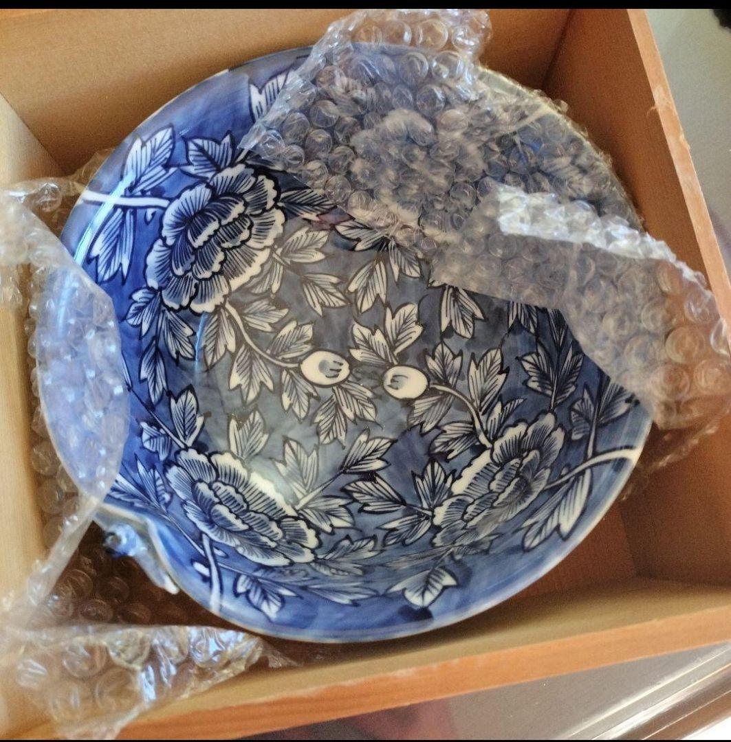 新品　未使用　京焼　菓子鉢　秀峰　清水焼　平安　交趾牡丹 盛鉢