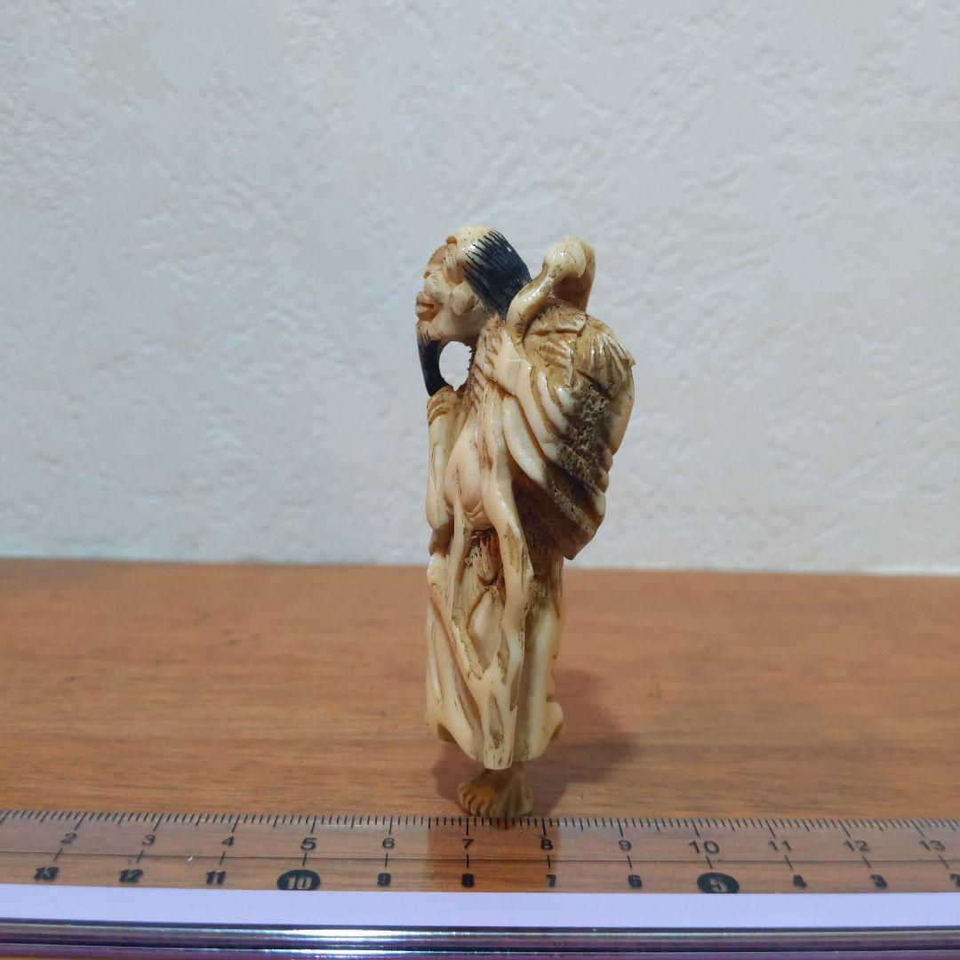 時代提物 根付 天然素材【瓢箪仙人】高さ約7.8cm 横幅約3.5cm 重34ｇ