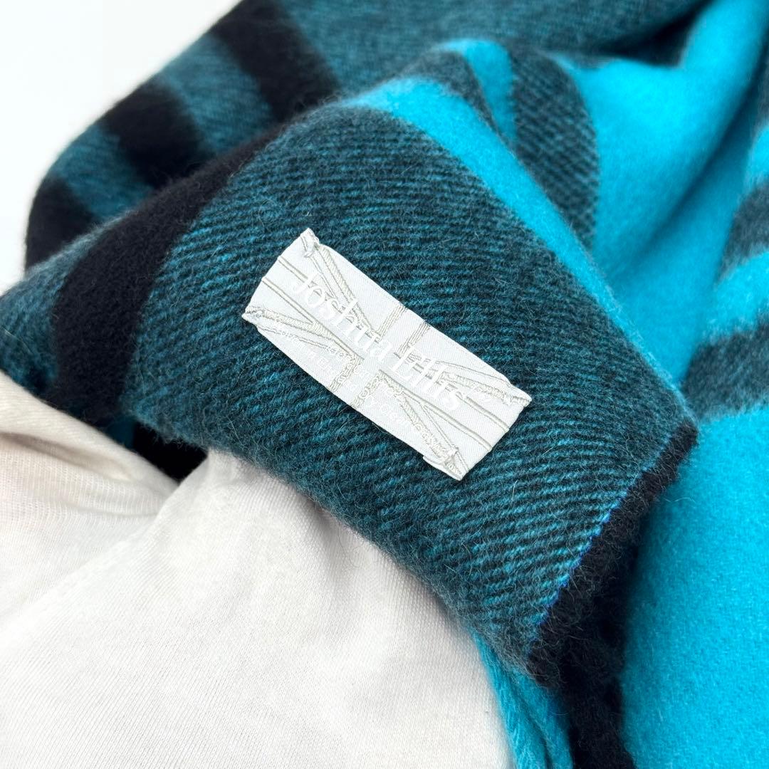極美品 Joshua Ellis カシミア100 大判ストール ターコイズ