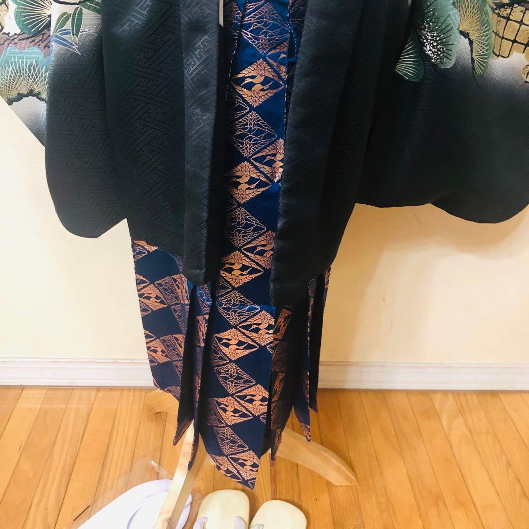 七五三五歳‼️完全️フルセット❤️ 豪華黒地暈し武士凛々しい美品‼️金蘭金糸刺繍袴高級‼️