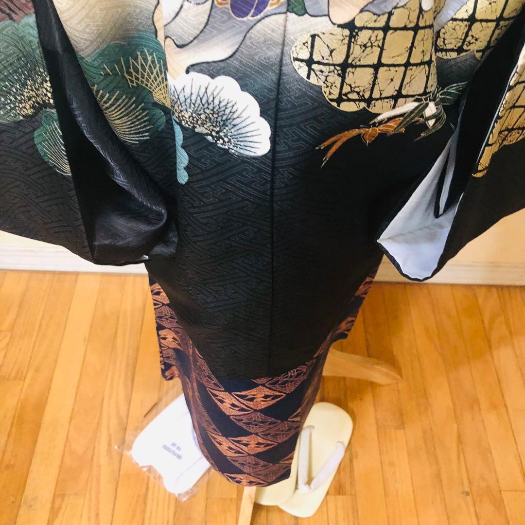 七五三五歳‼️完全️フルセット❤️ 豪華黒地暈し武士凛々しい美品‼️金蘭金糸刺繍袴高級‼️