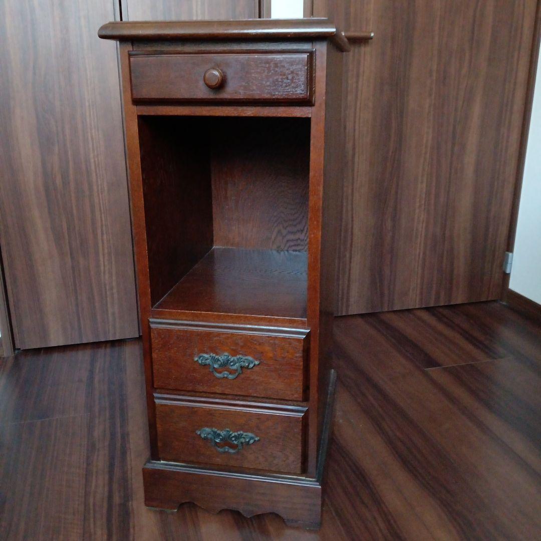 昭和レトロ家具 越後民芸 木製電話台・サイドチェスト高さ約86cm