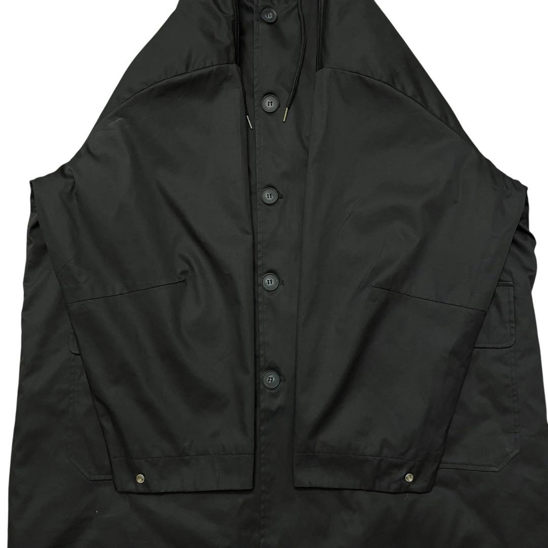 【美品】USED 00s 中綿キルティング フード付き ロングコート ブラック