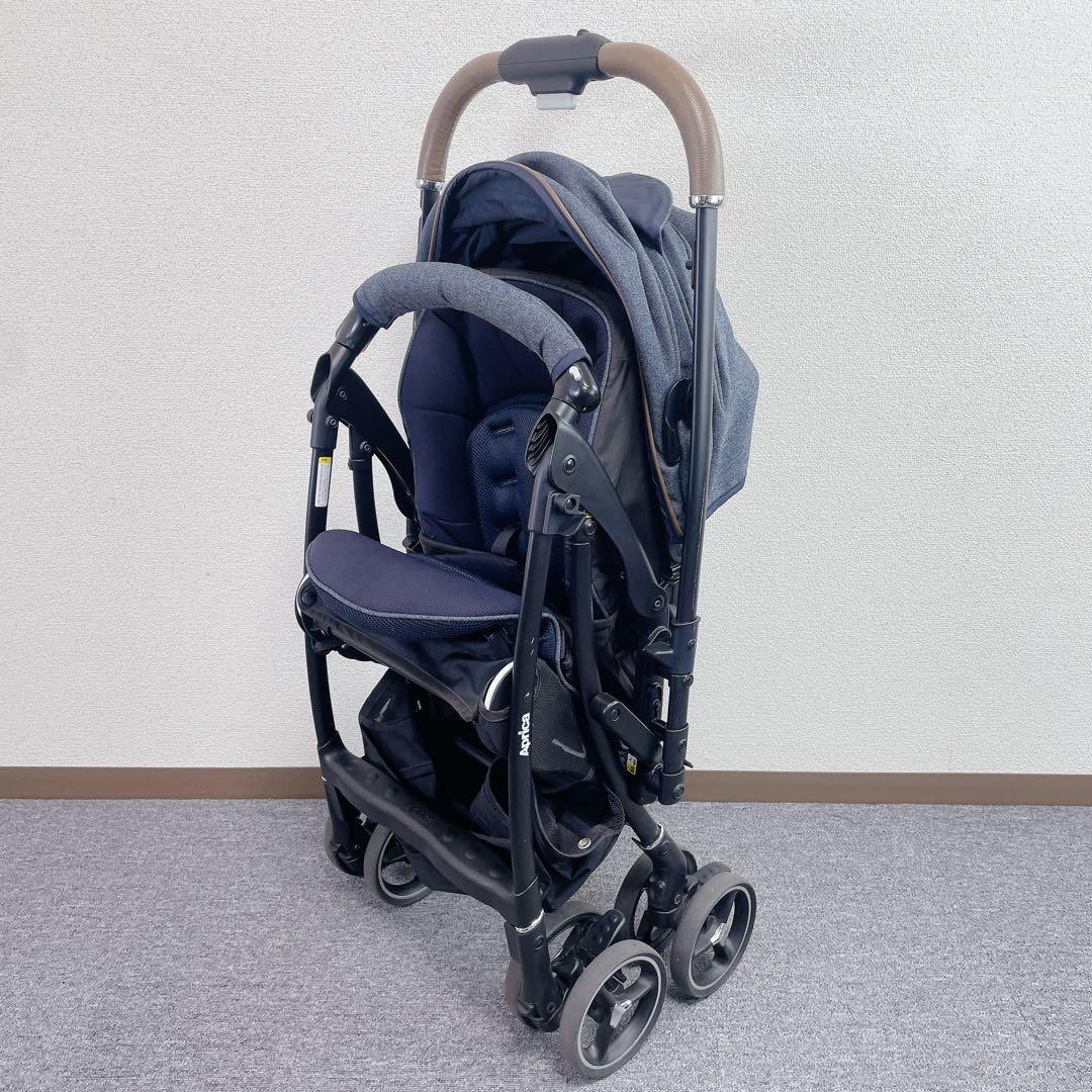 Aprica LUXUNA C FREE 両対面ベビーカー デニム ネイビー