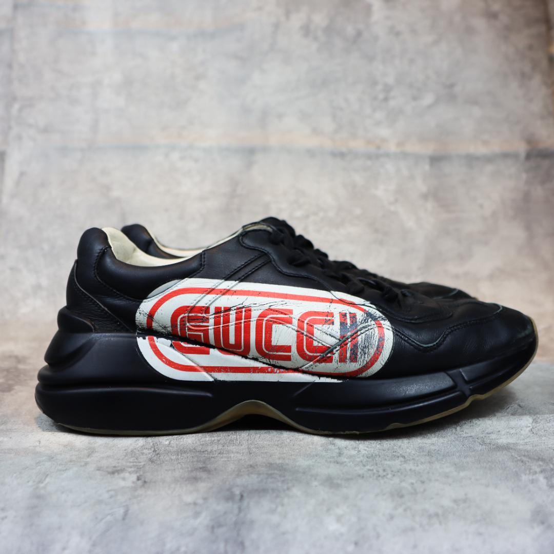 GUCCI グッチ スニーカー メンズ ロゴプリント ブラック