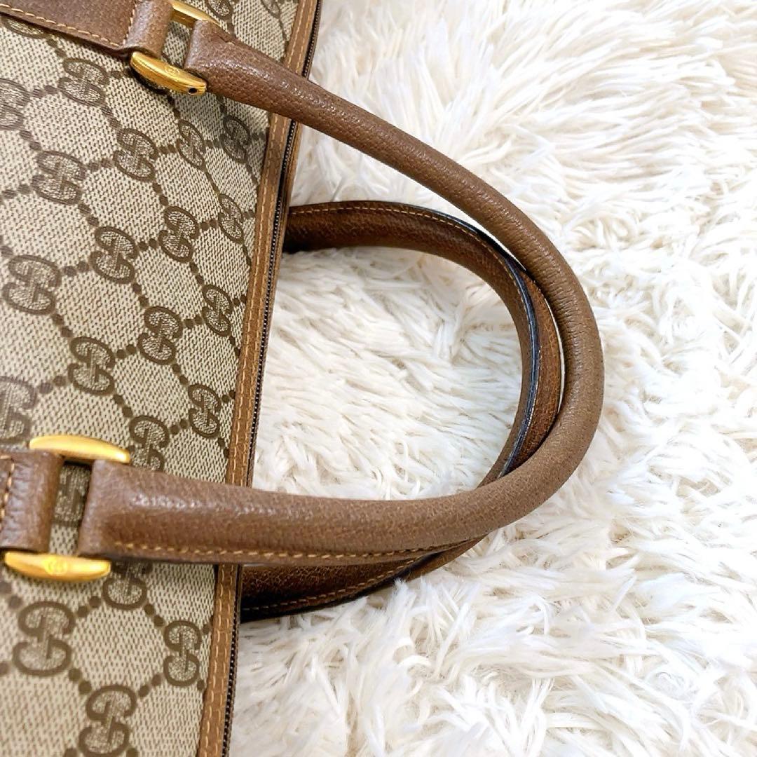 【超美品】GUCCI　ミニボストン　GG　インターロッキング　シェリー　ブラウン