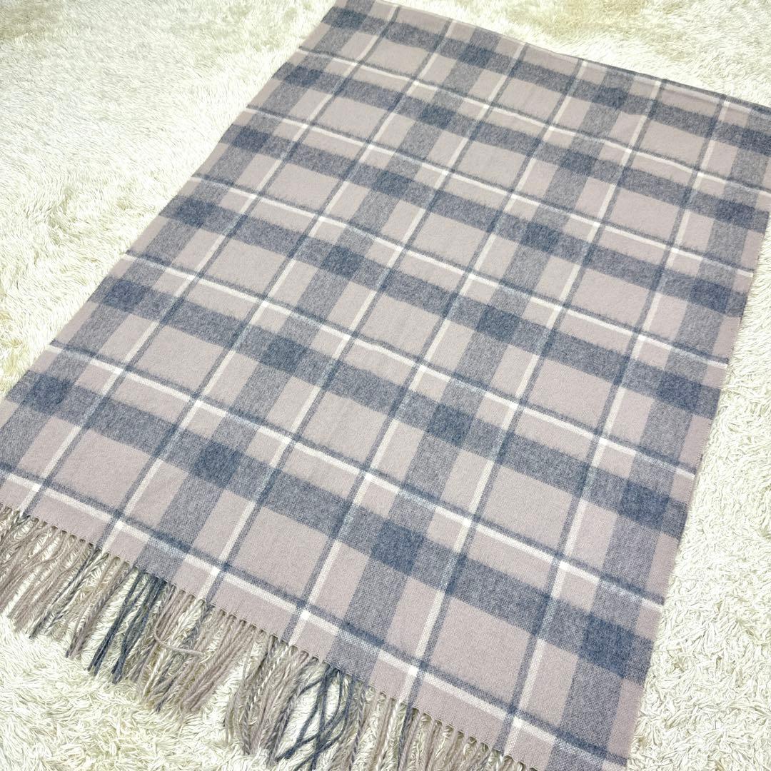 とこ様✨未使用級✨23区　カシミヤ100%　大判グレージュグレーチェックストール
