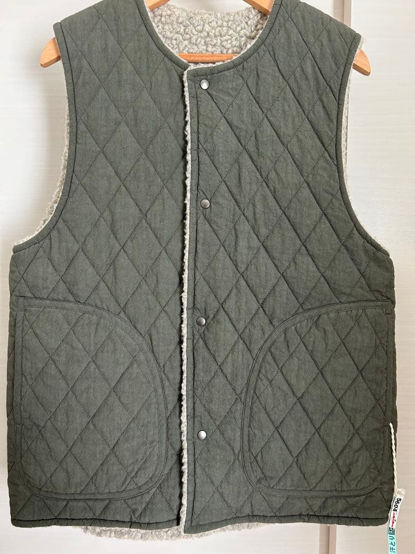 2023AW Veritecoeur リバーシブルボアベスト　カーキ