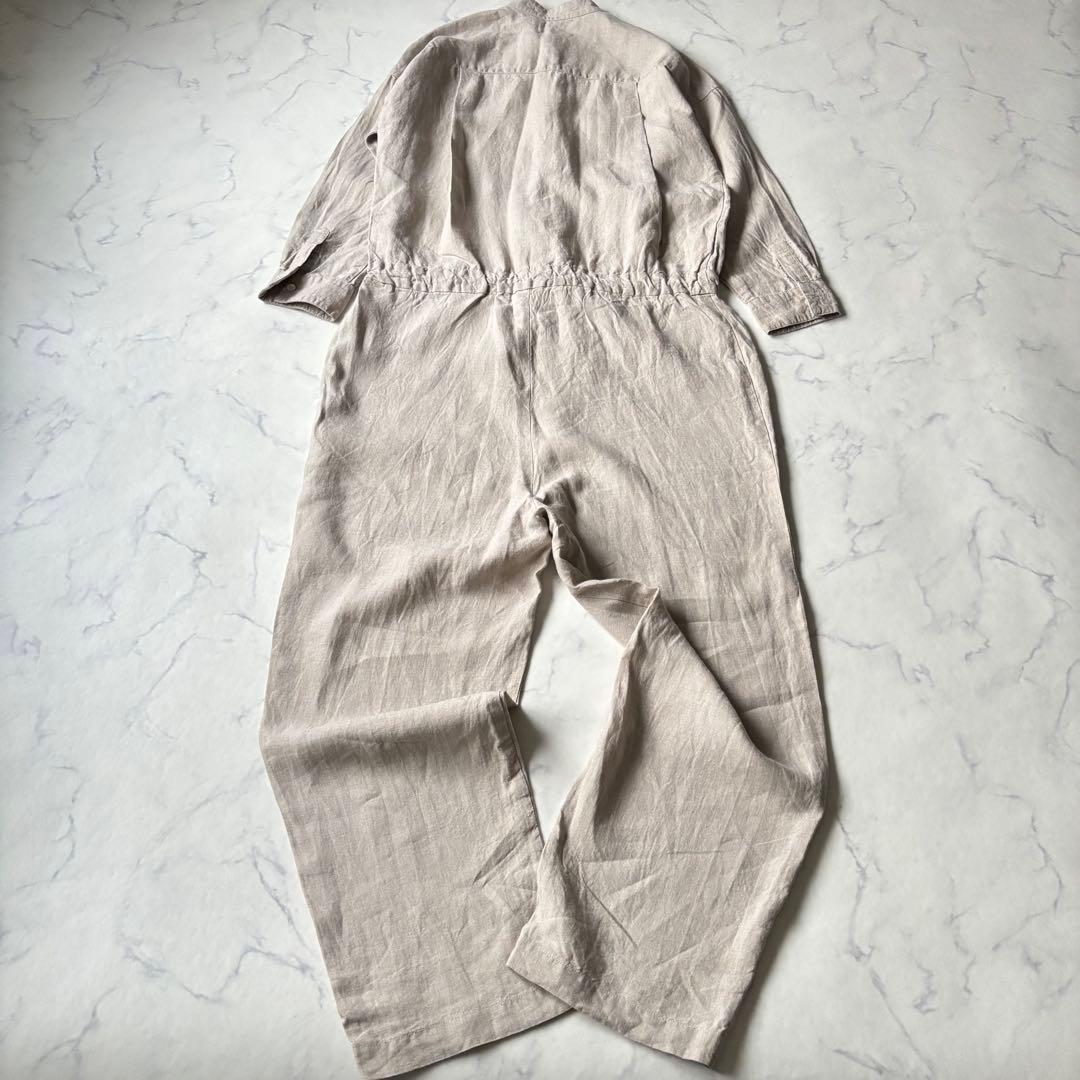 かぐれ KAGURE リネンオールインワン　長袖　ベージュ◆7079