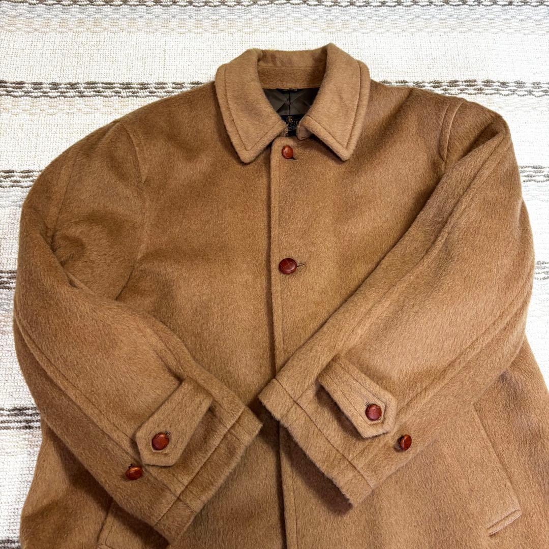 狂四郎　ビンテージ　ステンカラーコートキャメル100% イタリア生地 LL