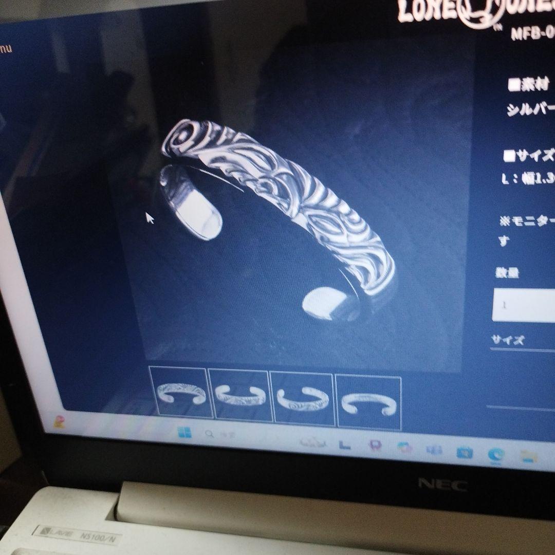 loneonsシルバー カフブレスレット 幅1.3cm レナードカムホート