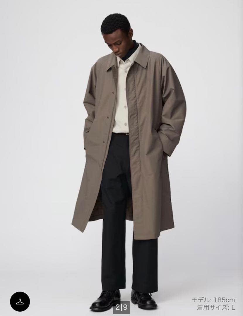 ユニクロユー　オーバーサイズステンカラーコート　ブラウン　L