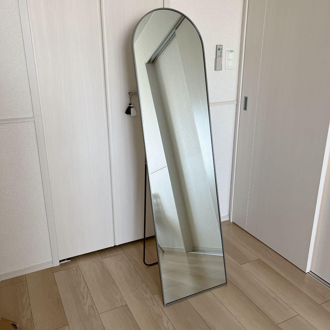 スタンドミラー シルバー　アーチ　150cm