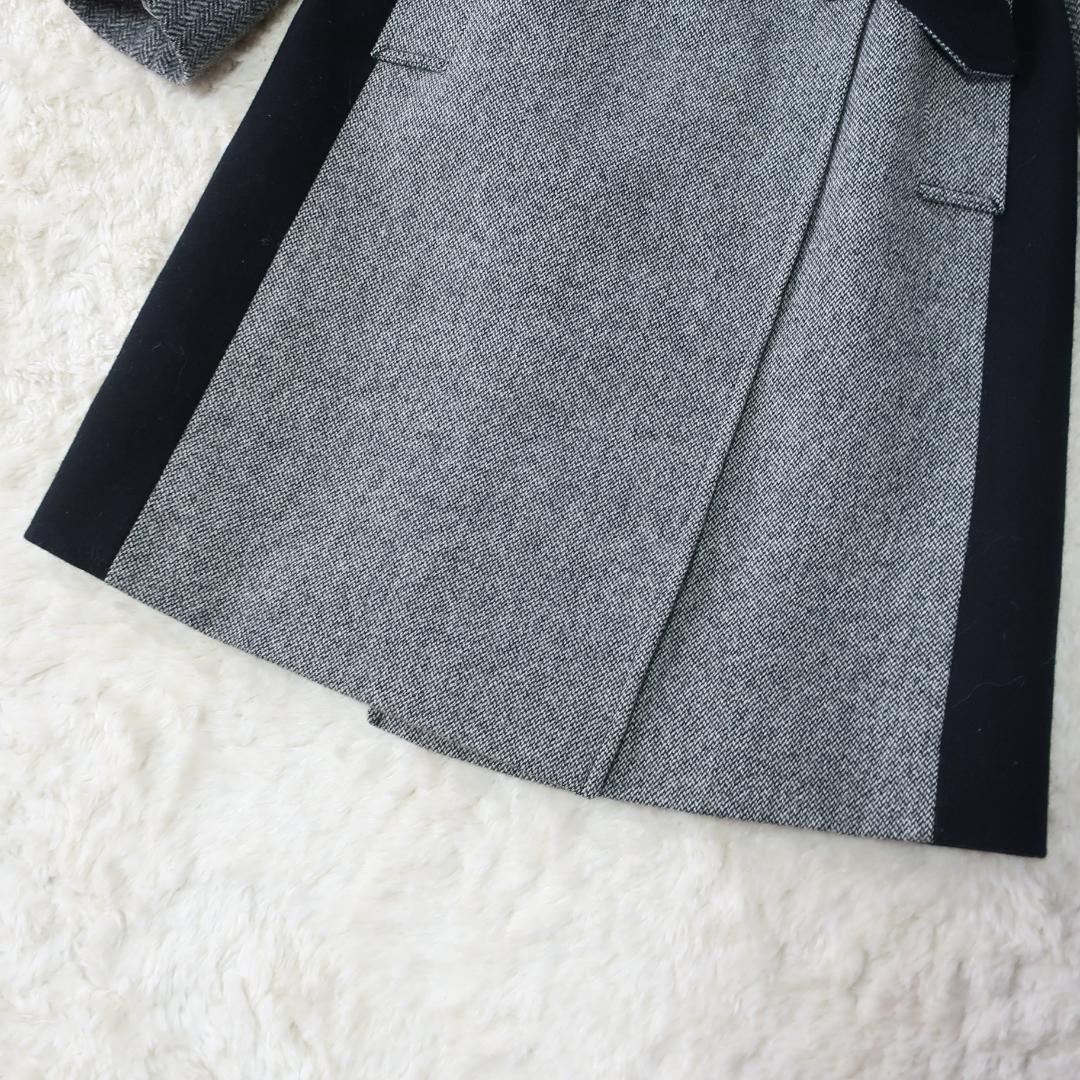 ポールスミス ロングコート バイカラー ヘリンボーン ウール グレー 黒 38