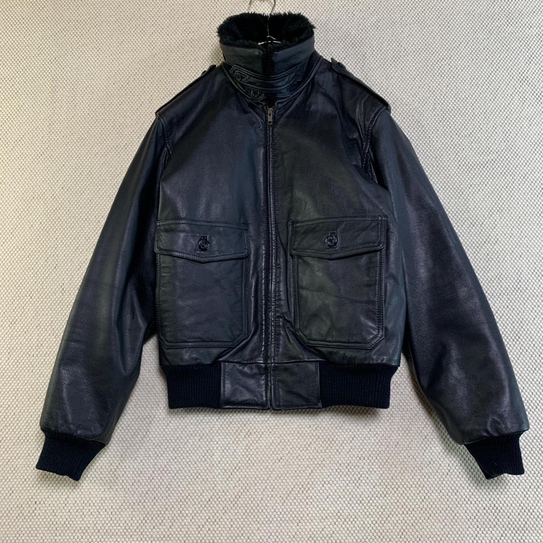 フライトジャケット レザージャケット G1 襟ボア 本革 黒 古着