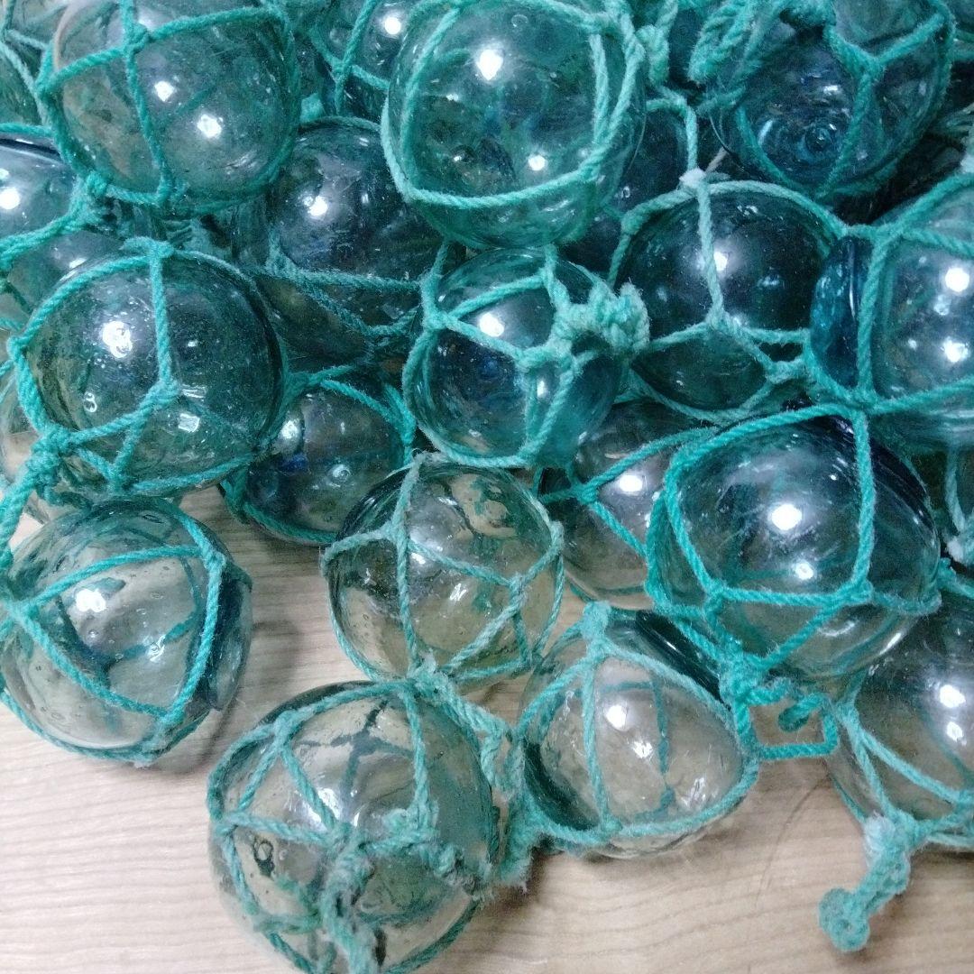 ガラス浮球　浮き玉　ガラス玉　漁具　 １０１個セット　網紐付き