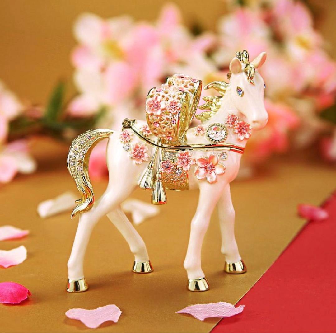 正規品 桜小馬 新品 東京銀座ピカルス 午年 馬 干支置物 桜 ピィアース