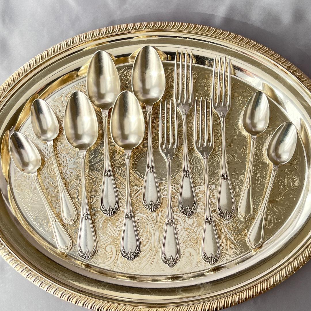 【仏蘭西】 デザートセット 12本【シルバープレート】Louis XV