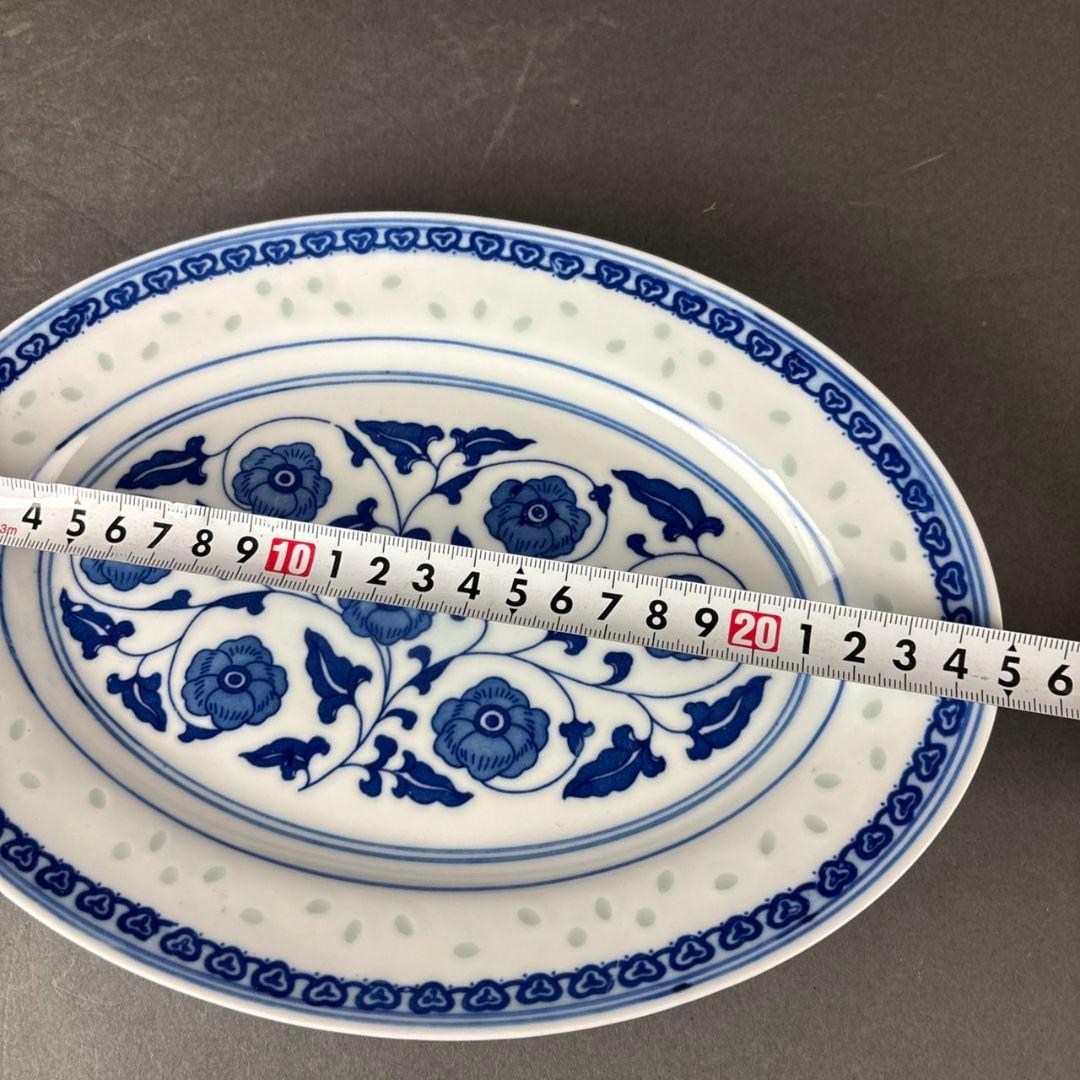 中国　景徳鎮製　蛍　楕円　皿　６客