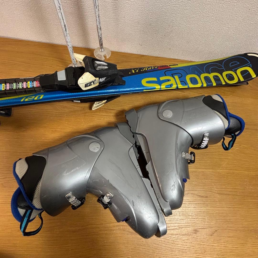 ジュニアスキーセット　ストック付　Salomon 120cm 23-23.5cm